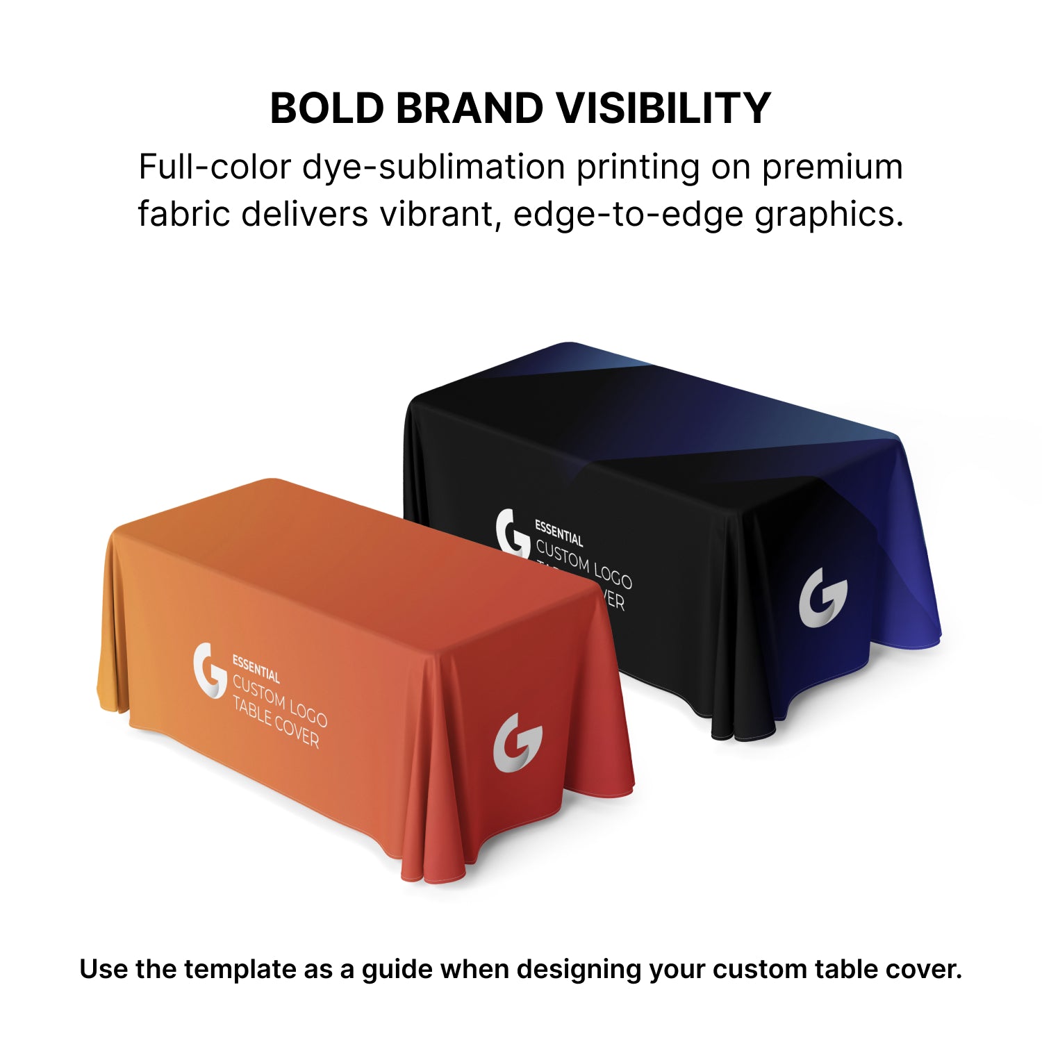 GoVizly Displays 4ft custom logo table closed back style for retails, events and trade shows. Full color dye-sub edge to edge printing on the front, top, back and sides. Premium wrinkle-resistant fabric. Free layout and proof, free saver shipping sitewide. Fast turnaround and nationwide shipping
