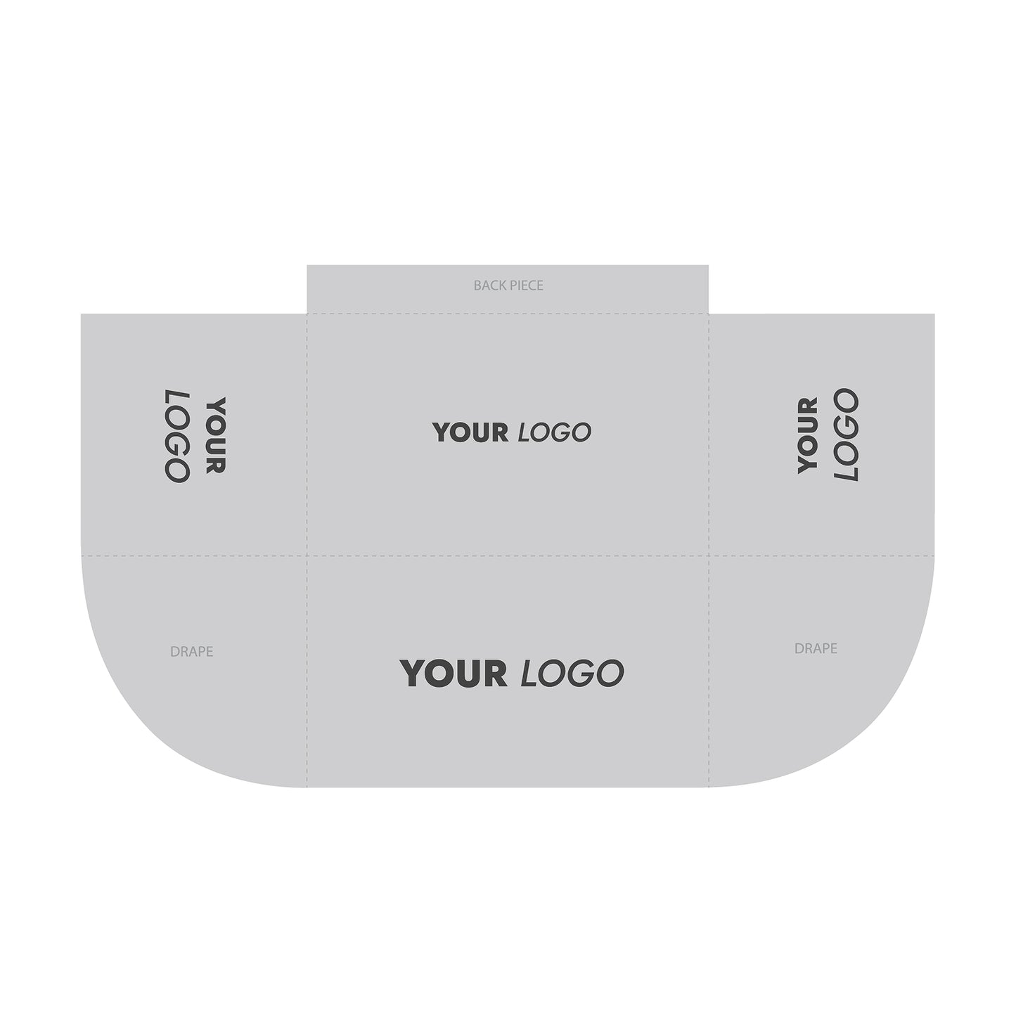 GoVizly Displays 4ft custom logo table open back style for retails, events and trade shows. Full color dye-sub edge to edge printing on premium wrinkle-resistant fabric. Add your logo to the sides and the top for maxmum visibility. Design template available for download. Free layout and proof, free saver shipping. Fast turnaround and nationwide shipping
