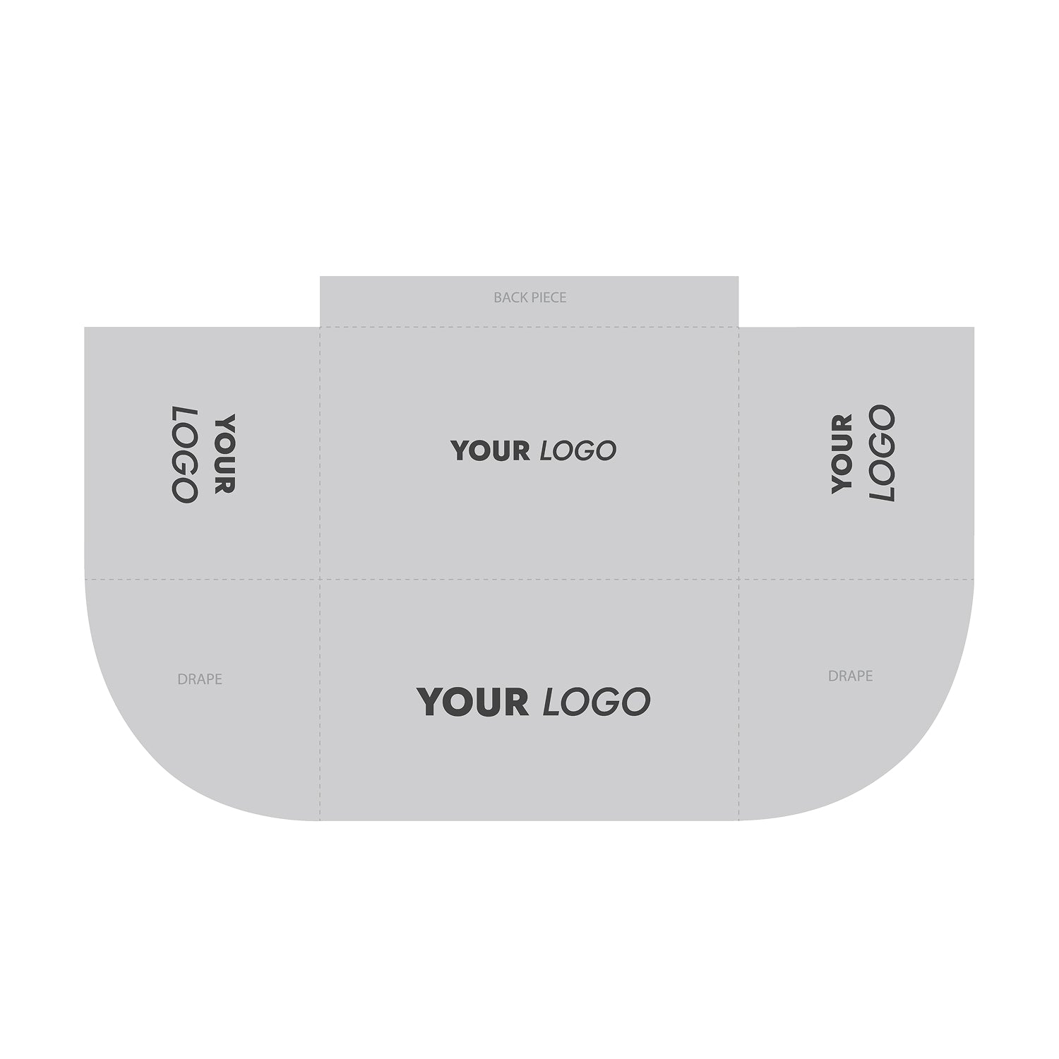 GoVizly Displays 4ft custom logo table open back style for retails, events and trade shows. Full color dye-sub edge to edge printing on premium wrinkle-resistant fabric. Add your logo to the sides and the top for maxmum visibility. Design template available for download. Free layout and proof, free saver shipping. Fast turnaround and nationwide shipping
