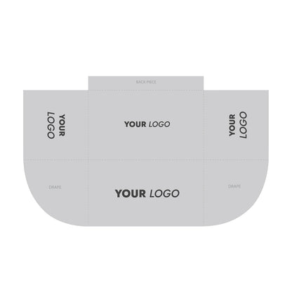 GoVizly Displays 4ft custom logo table open back style for retails, events and trade shows. Full color dye-sub edge to edge printing on premium wrinkle-resistant fabric. Add your logo to the sides and the top for maxmum visibility. Design template available for download. Free layout and proof, free saver shipping. Fast turnaround and nationwide shipping
