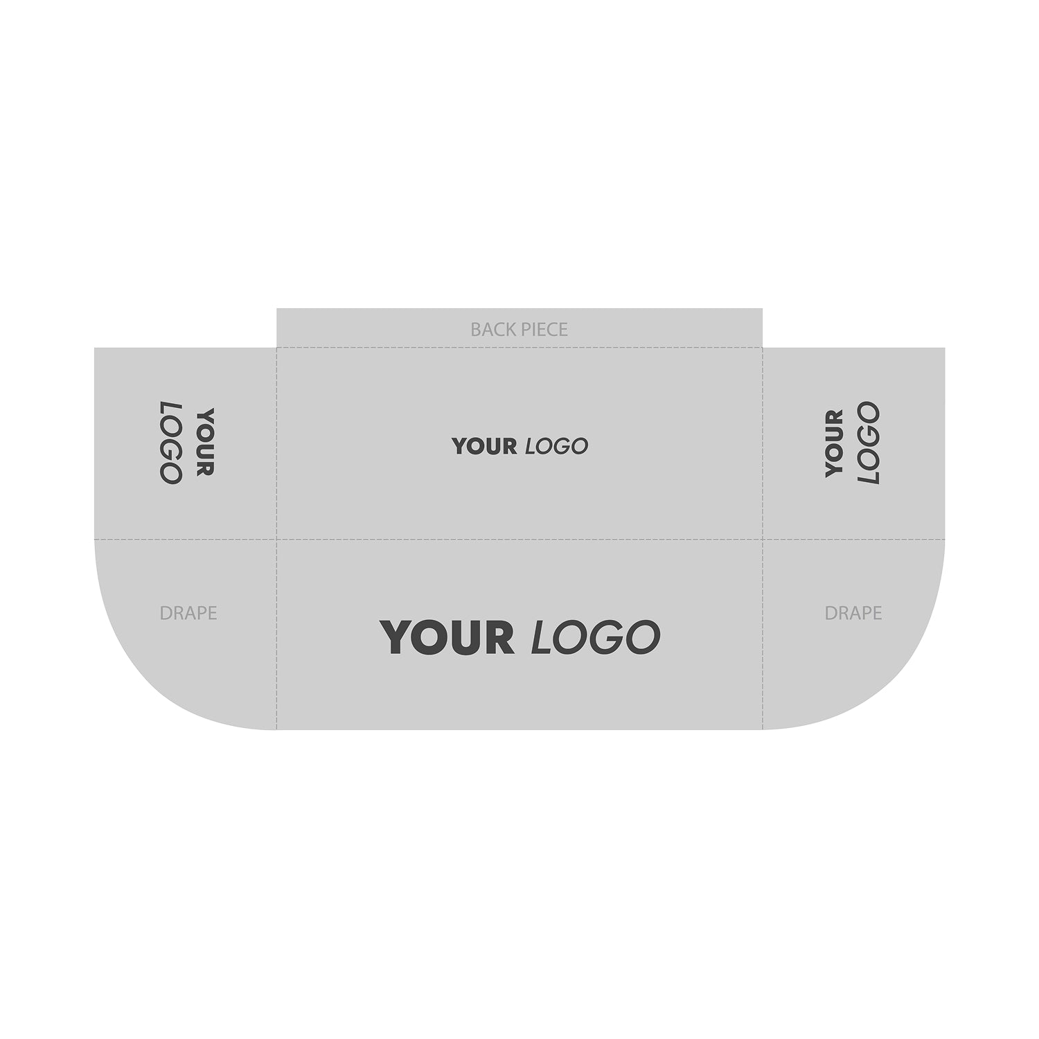GoVizly Displays 6ft custom logo table open back style for retails, events and trade shows. Full color dye-sub printing on premium wrinkle-resistant fabric. Design template available for download. Free layout and proof, free saver shipping. Fast turnaround and nationwide shipping
