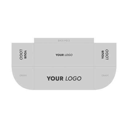 GoVizly Displays 6ft custom logo table open back style for retails, events and trade shows. Full color dye-sub printing on premium wrinkle-resistant fabric. Design template available for download. Free layout and proof, free saver shipping. Fast turnaround and nationwide shipping
