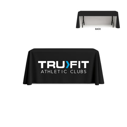 GoVizly Displays 6ft custom logo table open back style for retails, events and trade shows. Full color dye-sub printing on premium wrinkle-resistant fabric. Free layout and proof, free saver shipping sitewide. Fast turnaround and nationwide shipping
