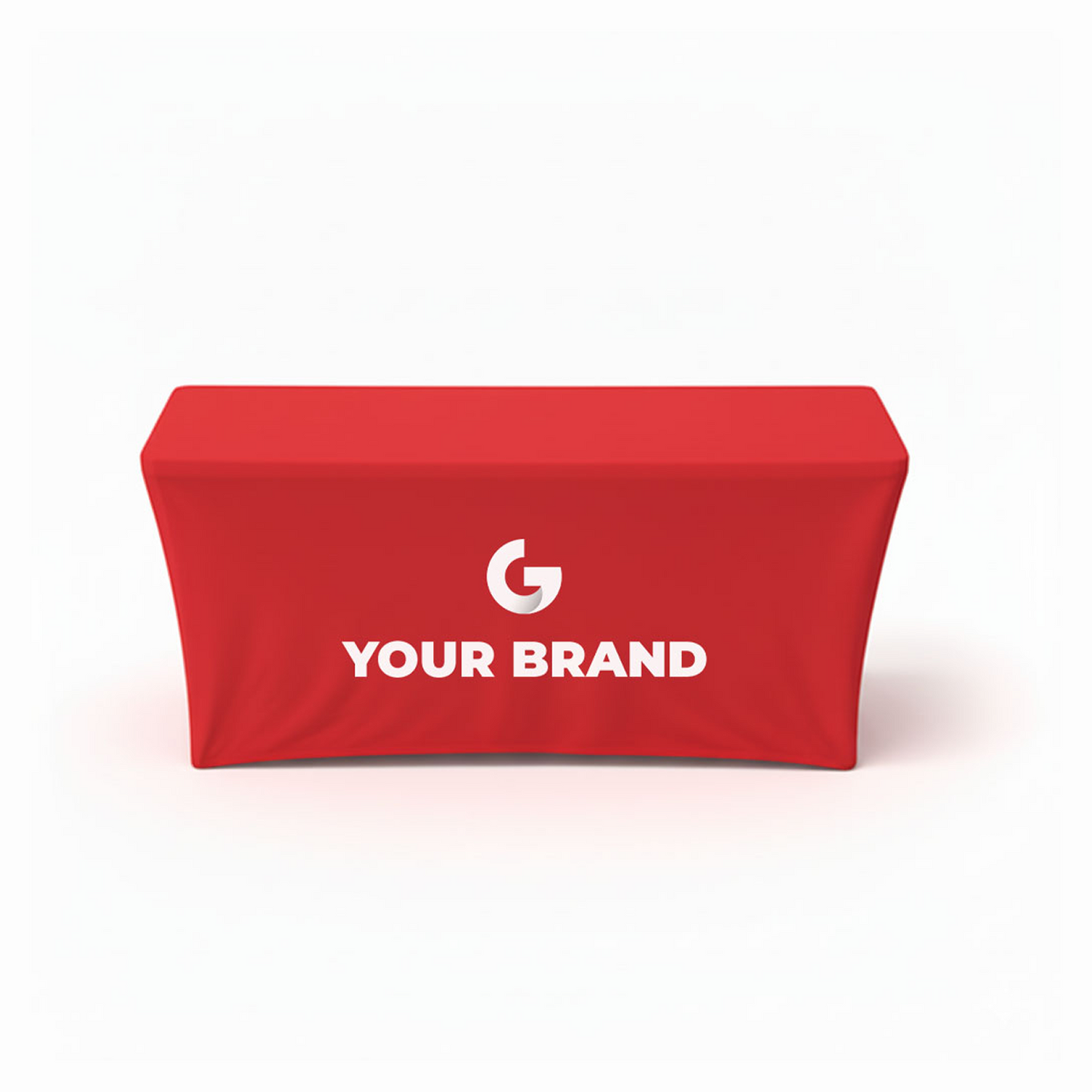 6ft fitted tablecloth with custom branding, trade show table cover designed for expos, conferences, and promotional events