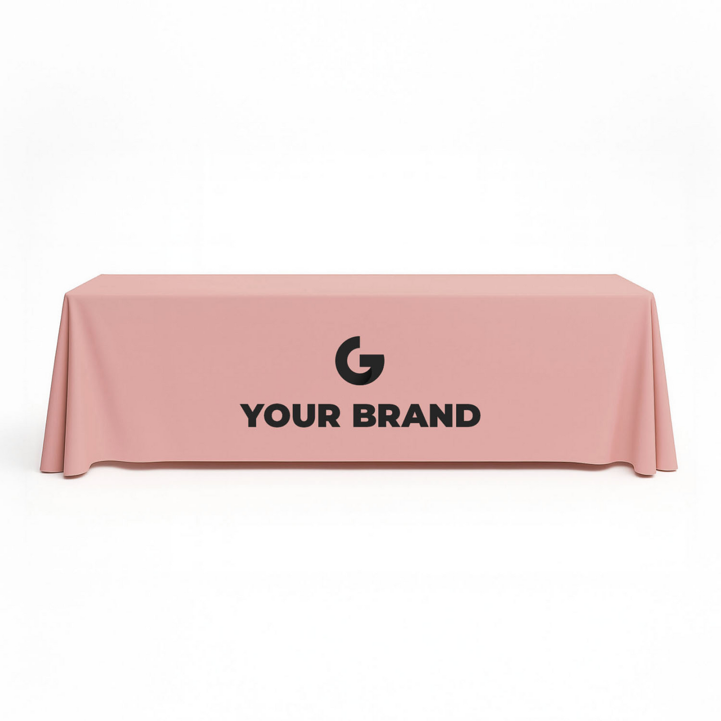 GoVizly 8 ft open-back printed table cover with easy-access rear, perfect for trade shows and conferences