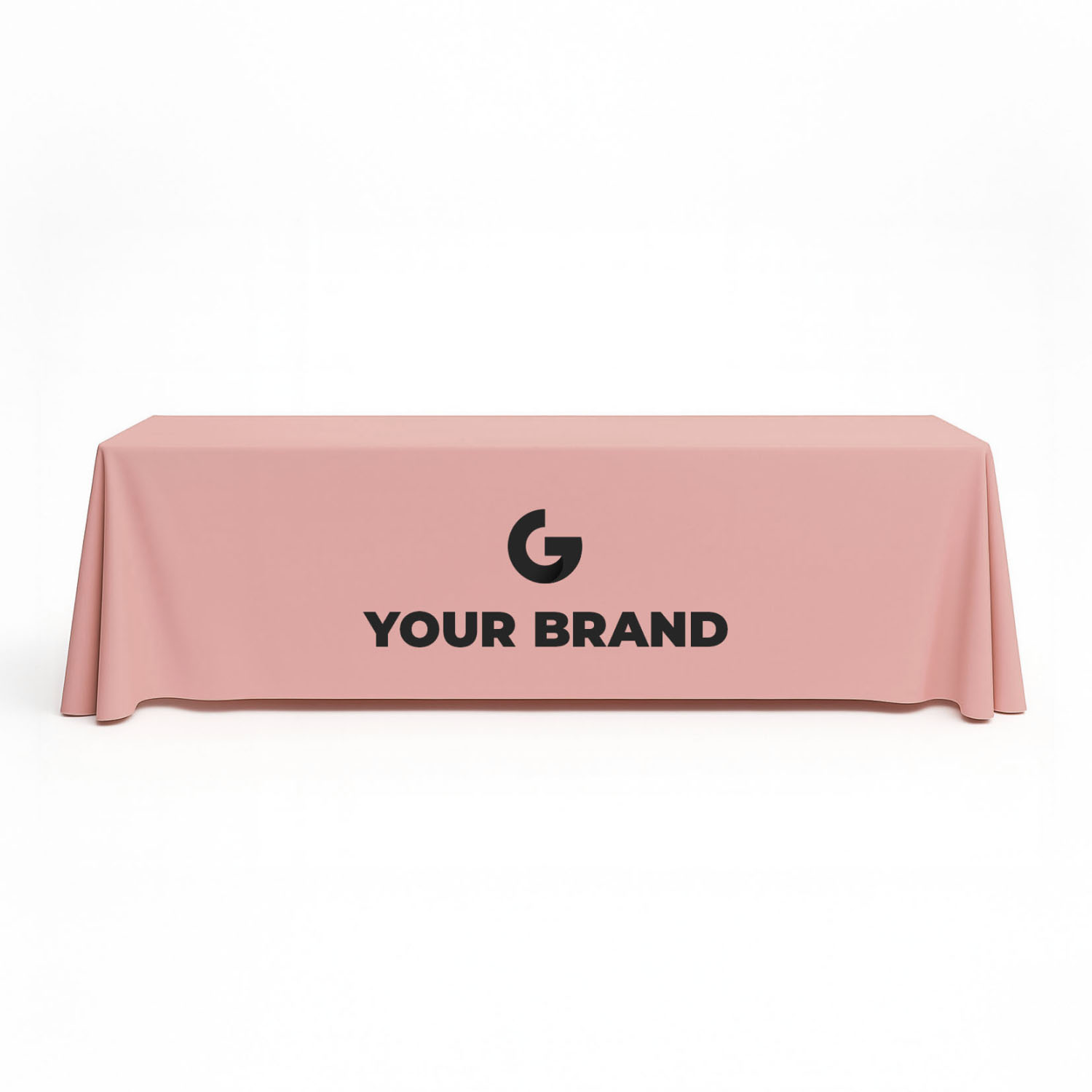 GoVizly 8 ft open-back printed table cover with easy-access rear, perfect for trade shows and conferences