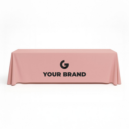 GoVizly 8 ft open-back printed table cover with easy-access rear, perfect for trade shows and conferences