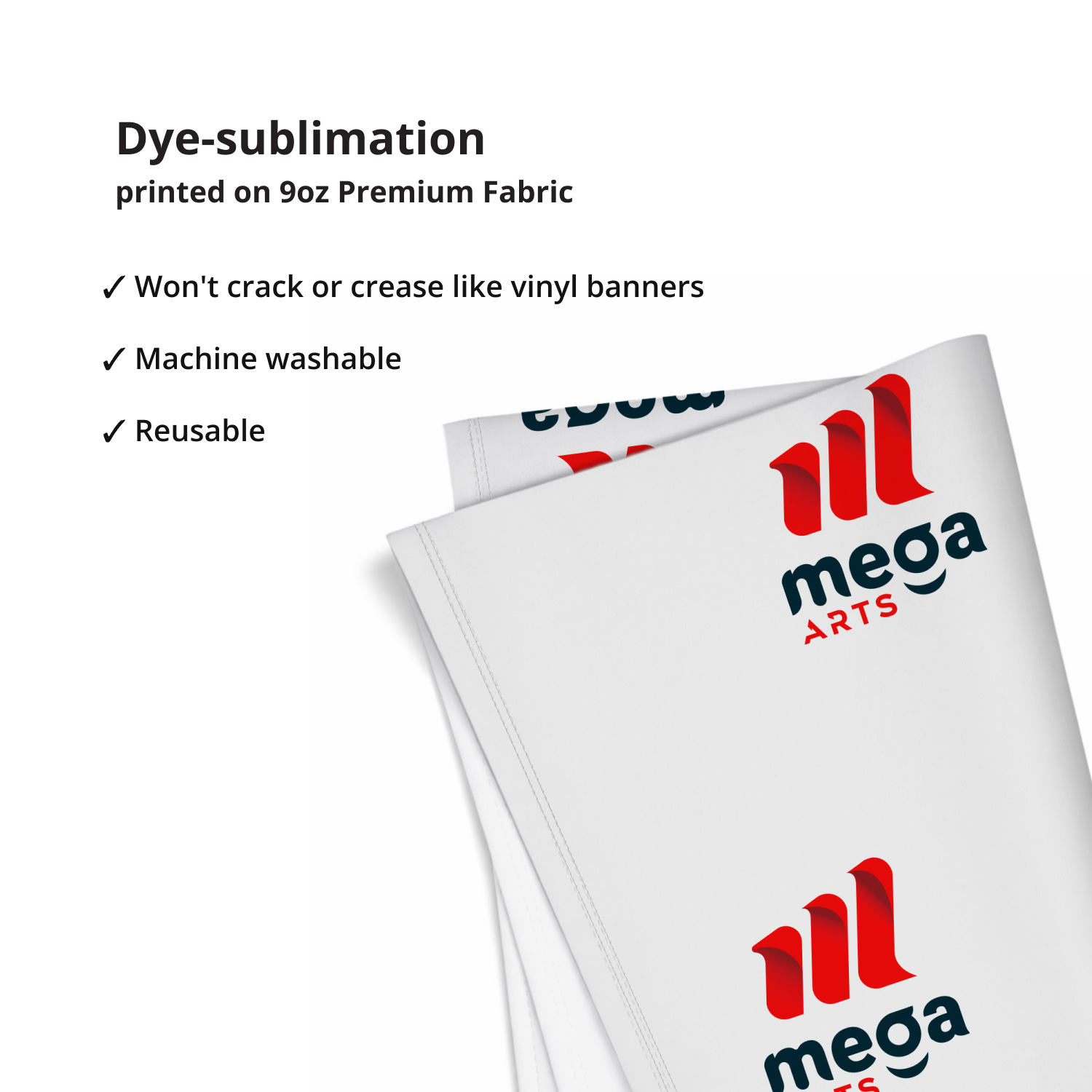GoVizly 8x8 step and repeat banner 9oz dye-sublimation premium fabric detail showing machine washable material