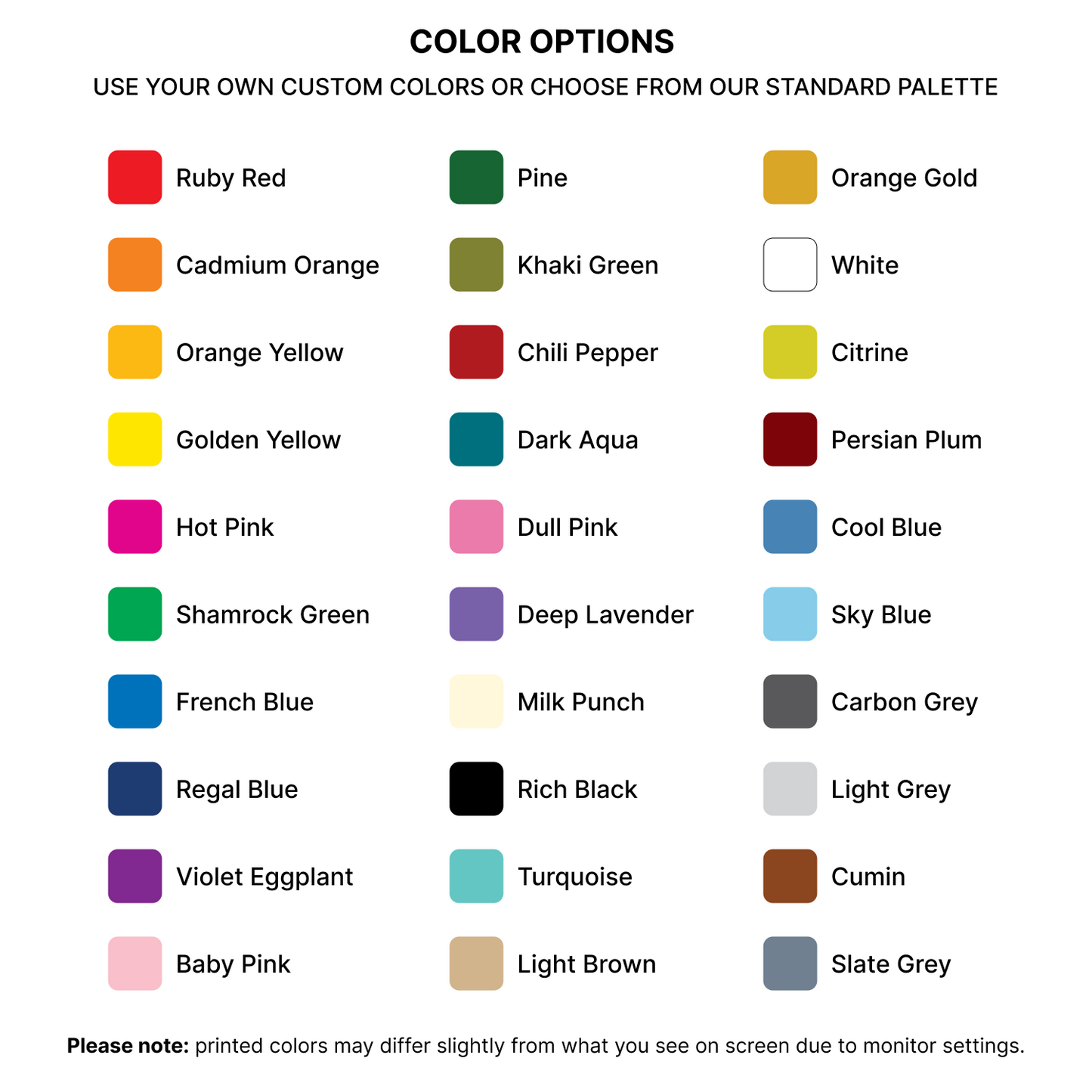 GoVizly step and repeat banner standard background color palette with 30 color options including custom colors