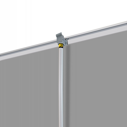 Top-rail and support pole detail of GoVizly 36x80 premium wide retractable banner stand