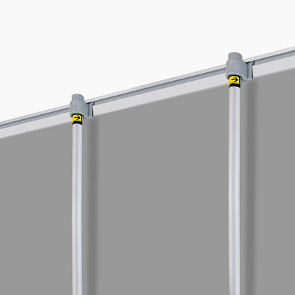 Telescopic hybrid pole height adjustment detail of GoVizly 48 inch height-adjustable retractable banner stand
