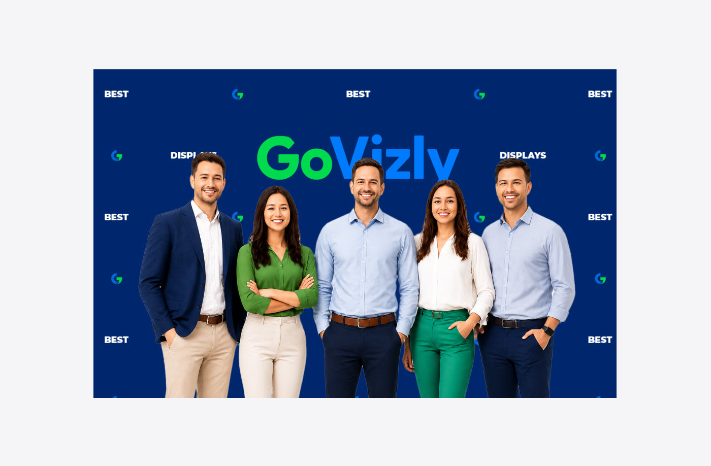Custom step and repeat banner backdrop for trade shows and events — GoVizly Displays